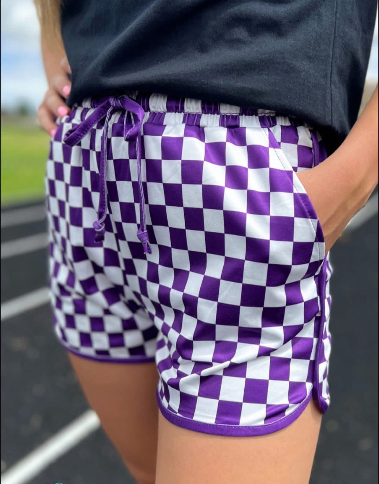Purple Checkered Shorts