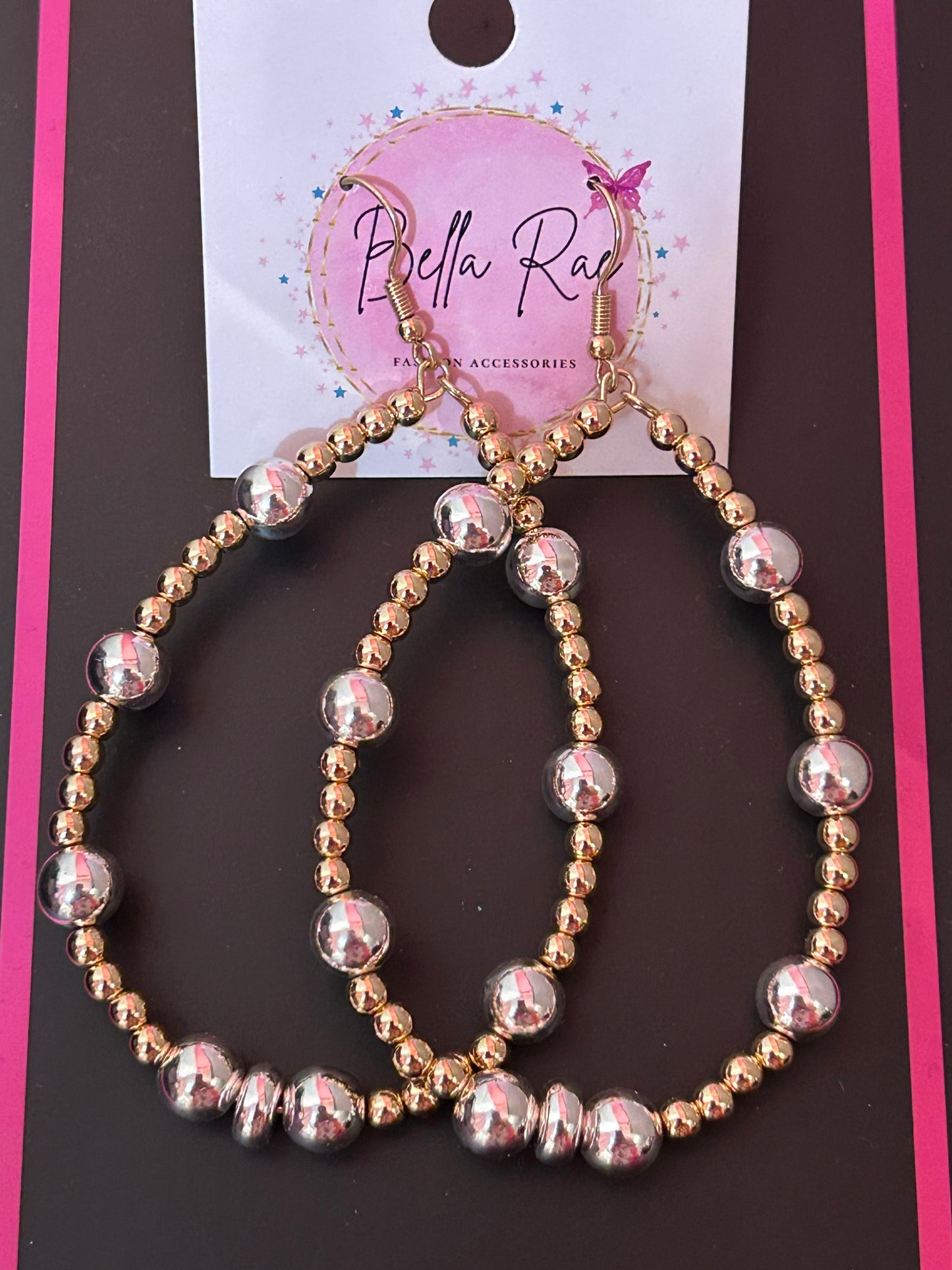 Two Toned Teardrop Loop Earrings