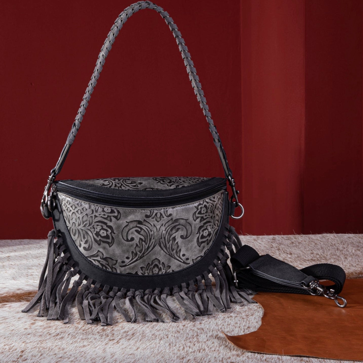 MW Grey Fringe Bum Bag