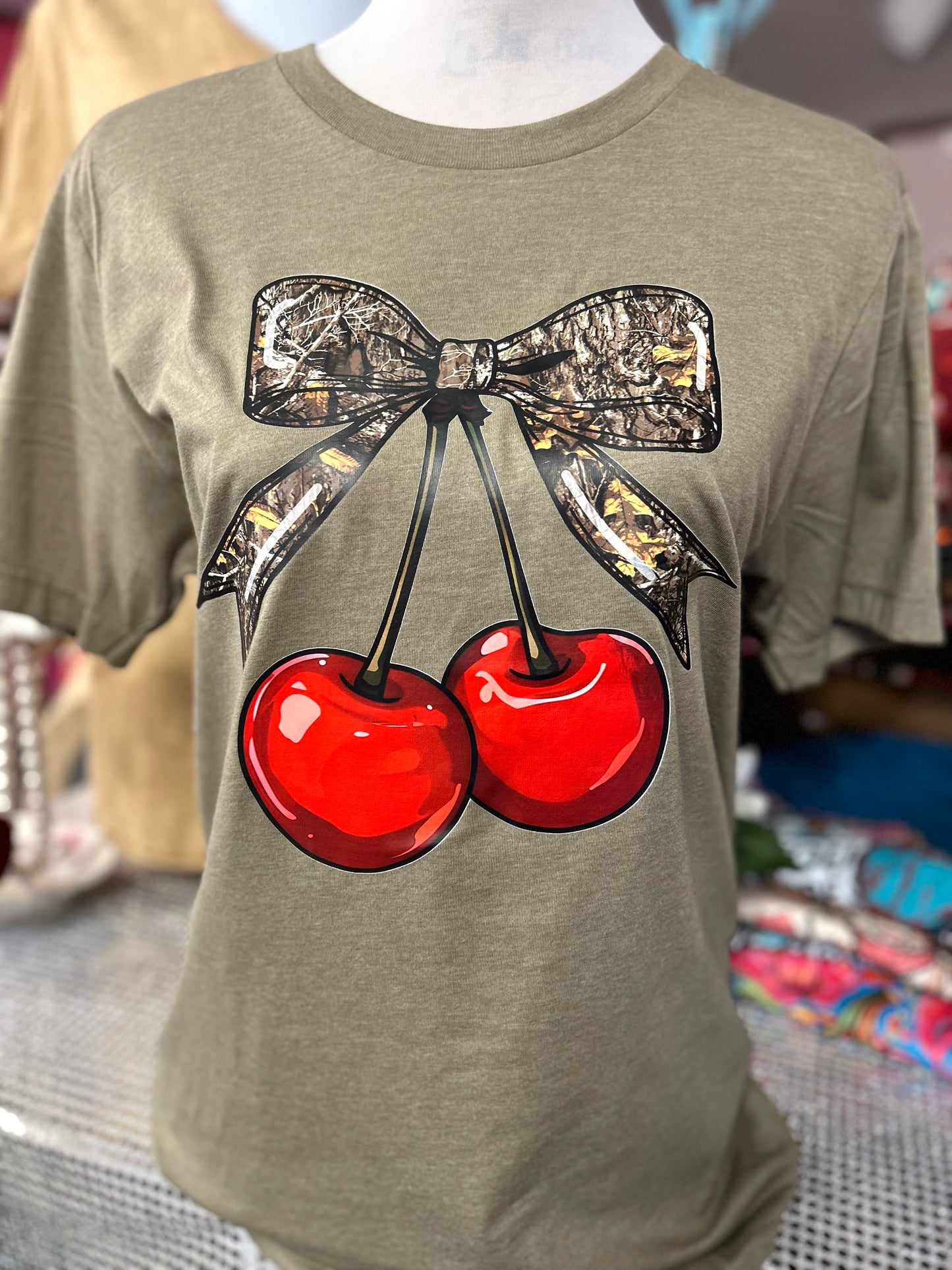 Camo Bow Cherry T-shirt